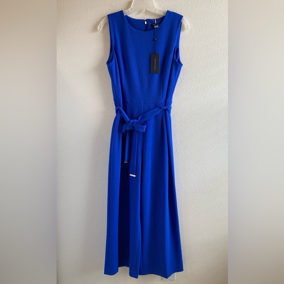 Tommy Hilfiger Pants - Tommy Hilfiger Vibrant Blue Cropped Belted Jumpsuit